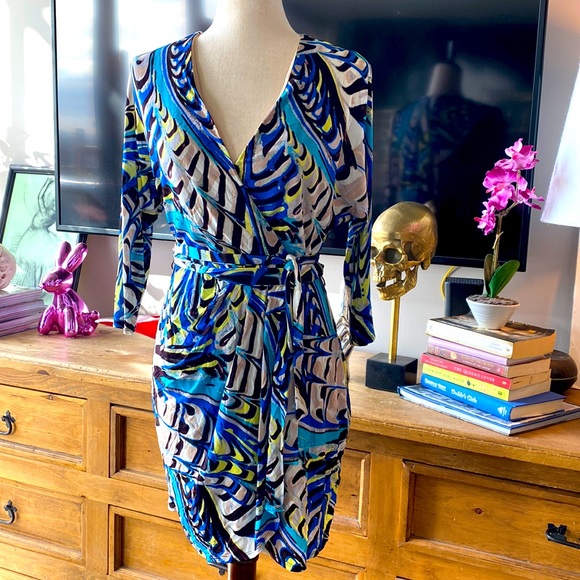 bebe Dresses & Skirts - Circa 2005 BeBe Wrap Multicolor Clubbing Party Dress in Size XS with Stretch